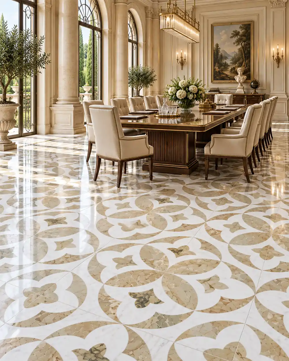 Waterjet Marble Tiles Floor Tiles Luxury Interior Custom Stone Monet181 7S